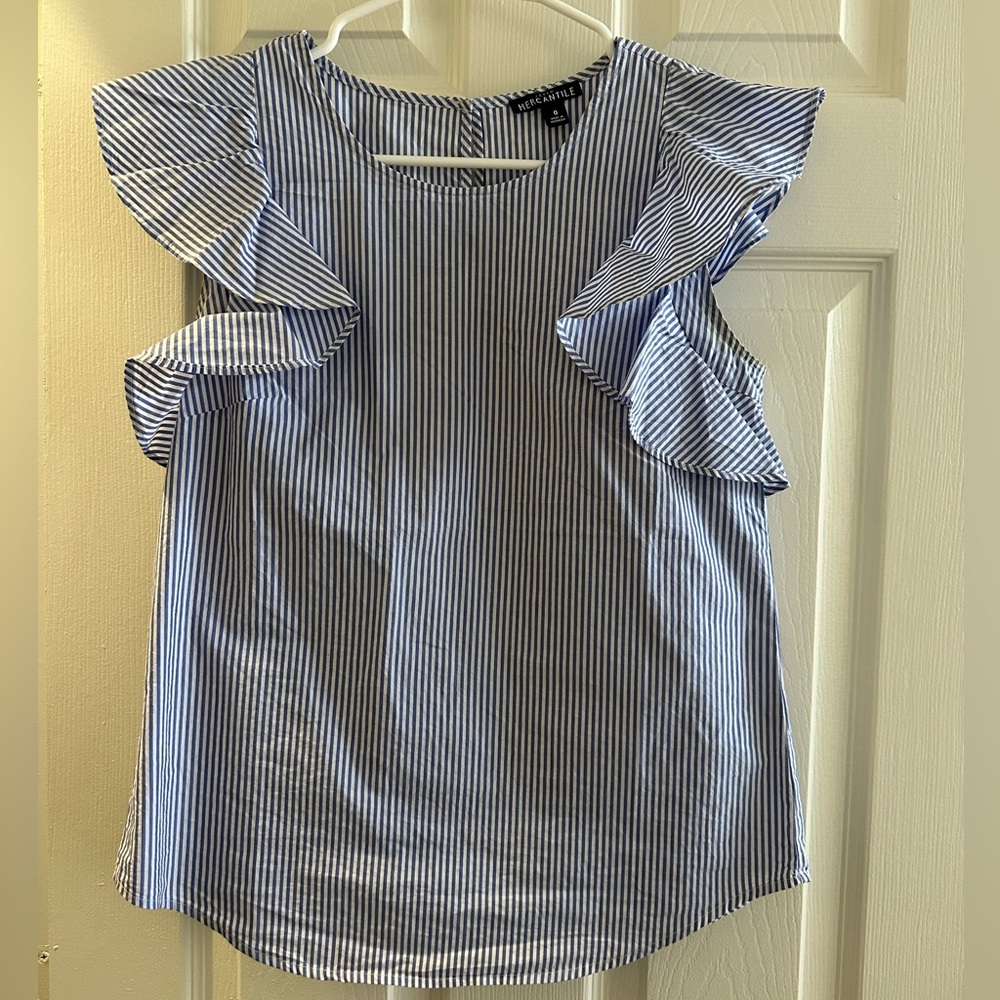 J. Crew. Size 0. Blue and white stripe top.